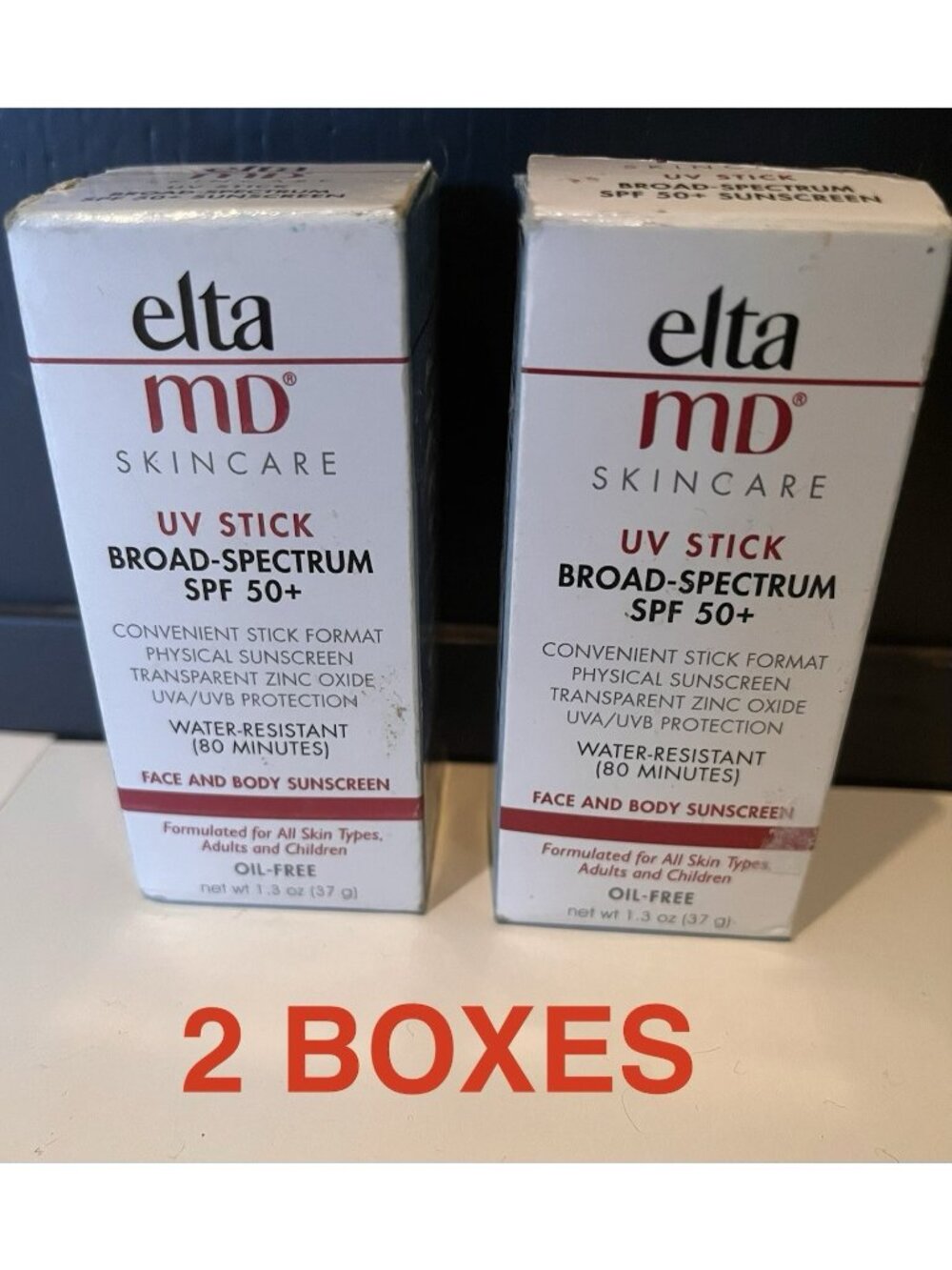 Elta MD UV Stick Broad Spectrum SPF 50+ Oil Free Face + Body, 1.3oz 2 BOXES
